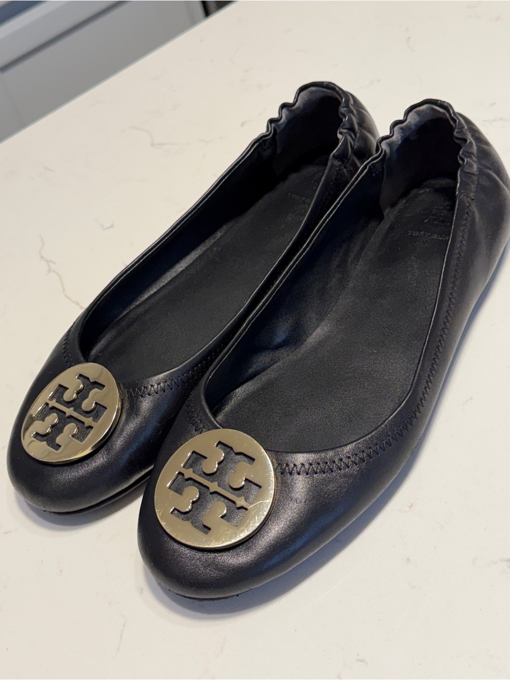 Tory Burch Reva Black Leather Ballet Flats – Women’s 10.5 - Picture 2 of 11